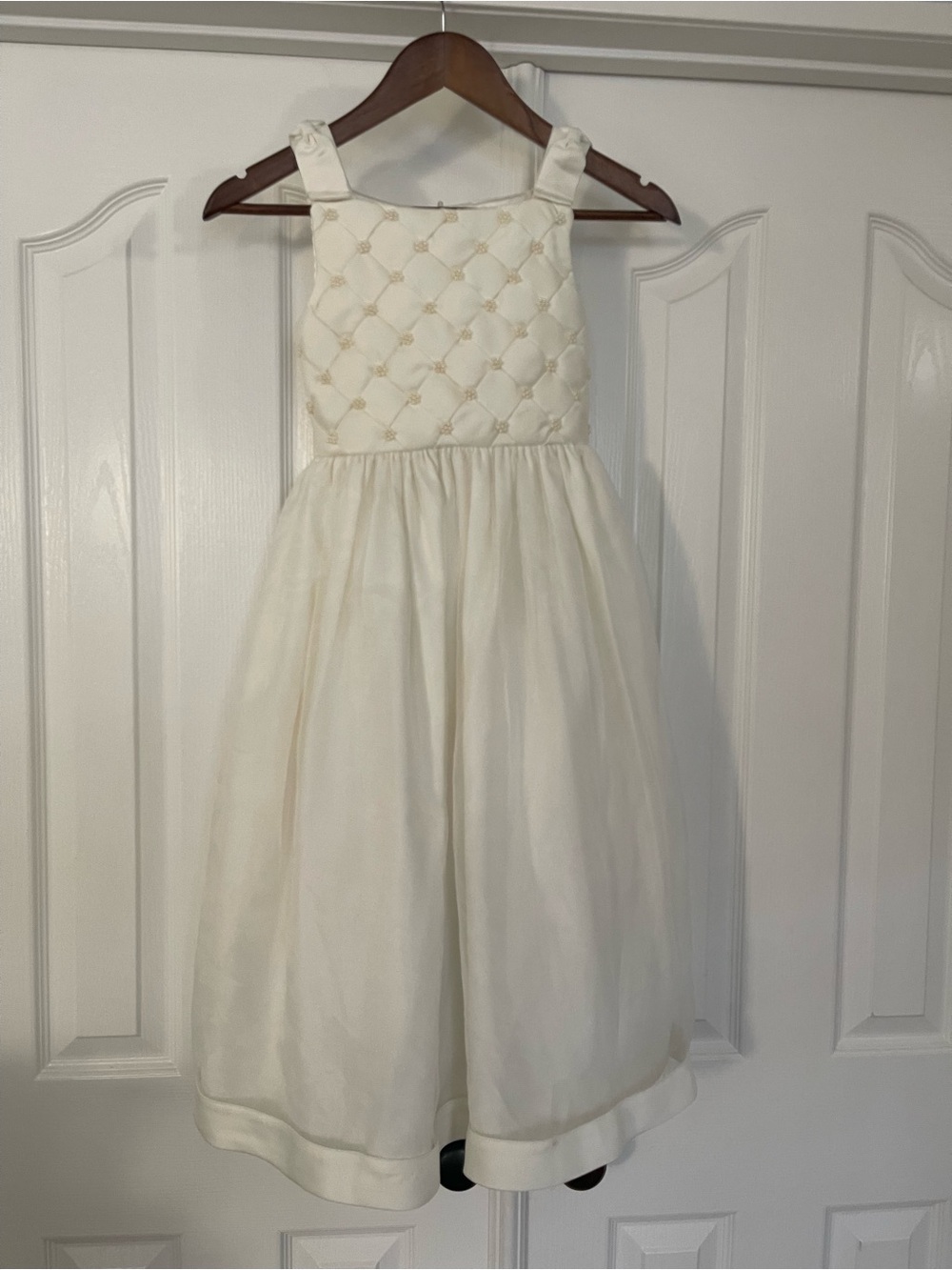 Cinderella Ivory Quilted Bodice Flower Accent Dress